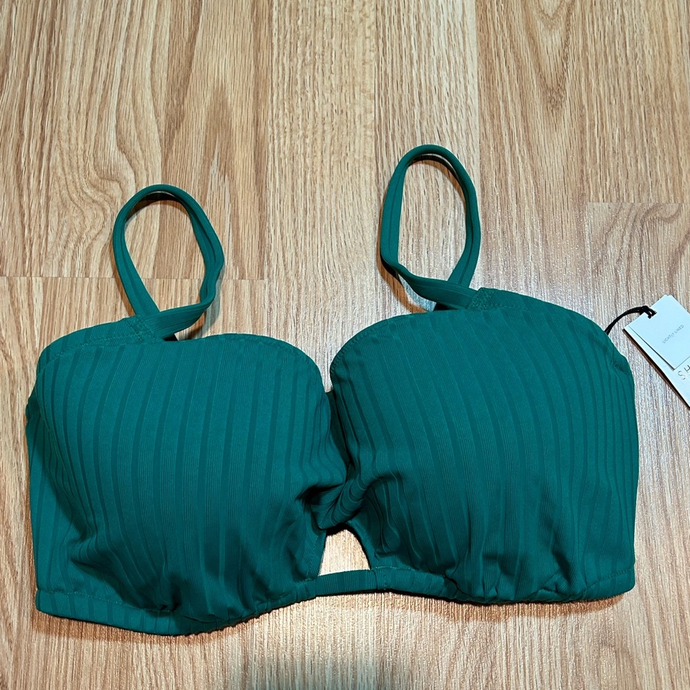 NWT Shade‎ and shore green ribbed bikini top 38D